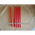 bright red paraffin wax candles